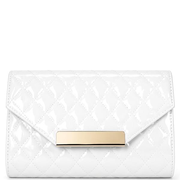 QUILTED GLOSSY TEXTURE DESIGN HANDLE CLUTCH BAG