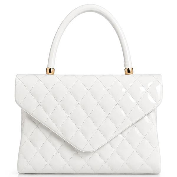 QUILTED GLOSSY TEXTURE DESIGN HANDLE EVENING BAG