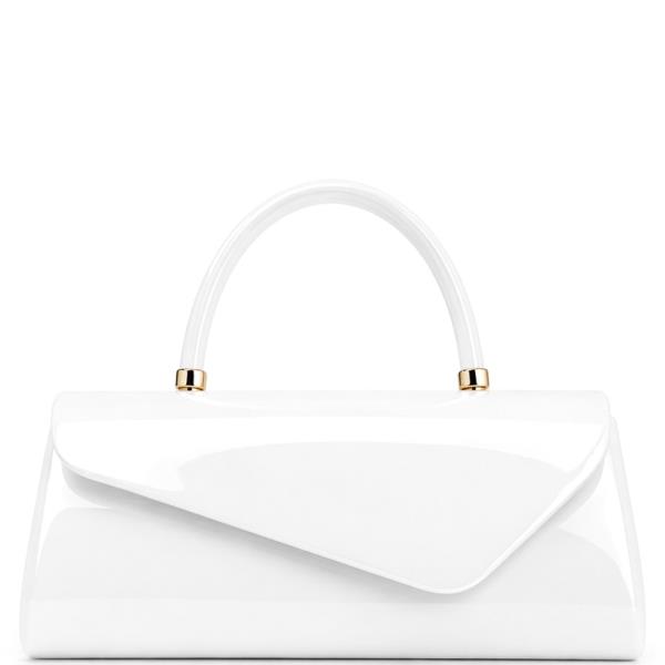 GLOSSY TEXTURED HANDLE EVENING CLUTCH BAG