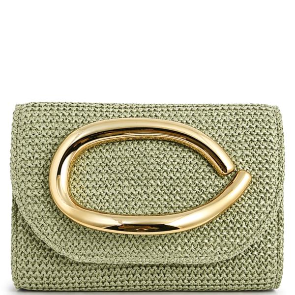 WOVEN TEXTURED METALLIC DESIGN CLUTCH BAG