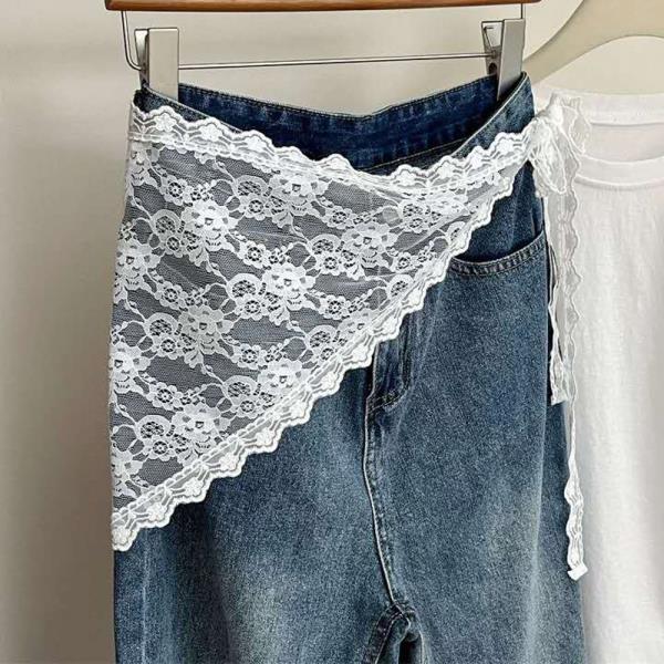 SHEER LACE FLORAL TIE SIDE WRAP SKIRT