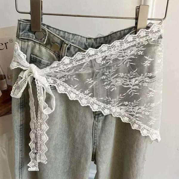 SHEER LACE FLORAL TIE SIDE WRAP SKIRT