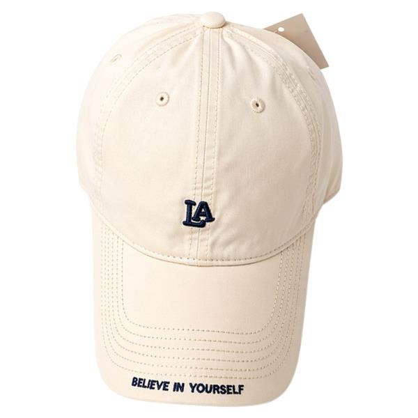 EMBROIDERED LA LETTERING BELIEVE YOURSELF TEXT BASEBALL CAP