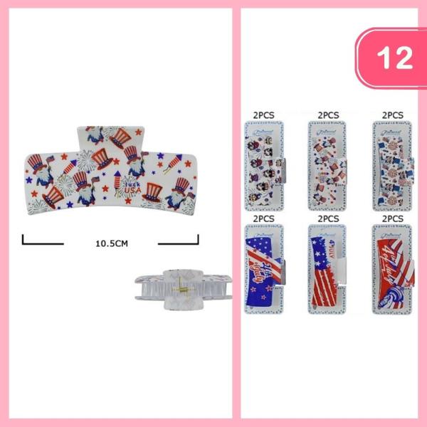 FOURTH OF JULY HAIR CLAW CLIP (12 UNITS)