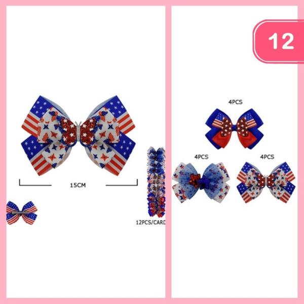 FOURTH OF JULY HAIR BOW (12 UNITS)