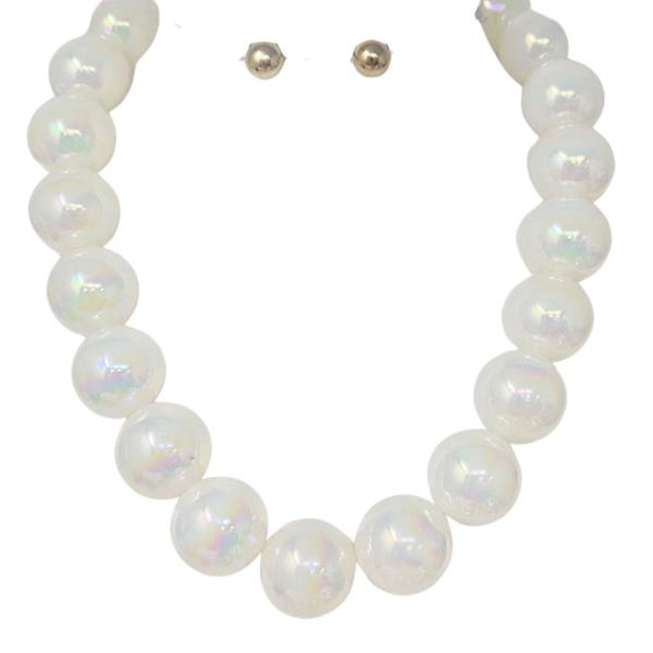 AB BEAD STATEMENT NECKLACE EARRING SET