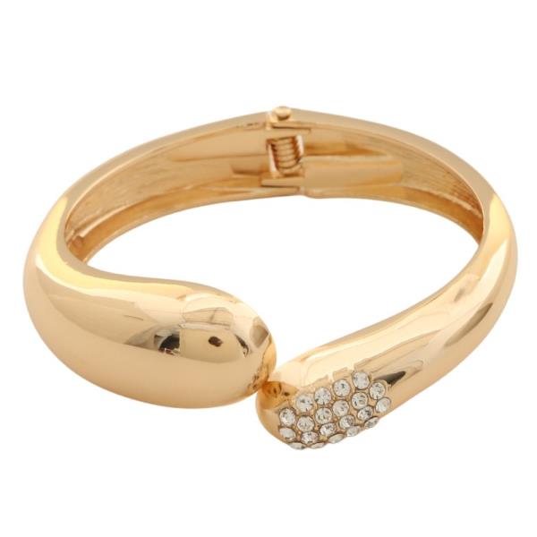 RHINESTONE METAL HINGED BANGLE BRACELET
