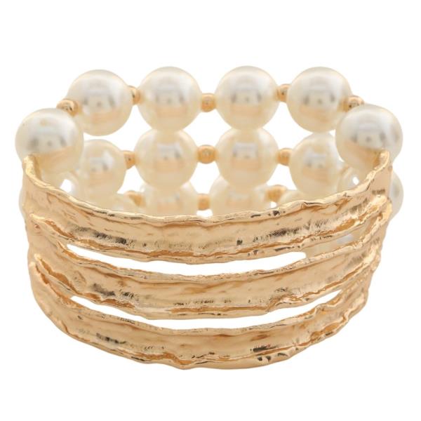 PEARL METAL LAYERED BANGLE BRACELET