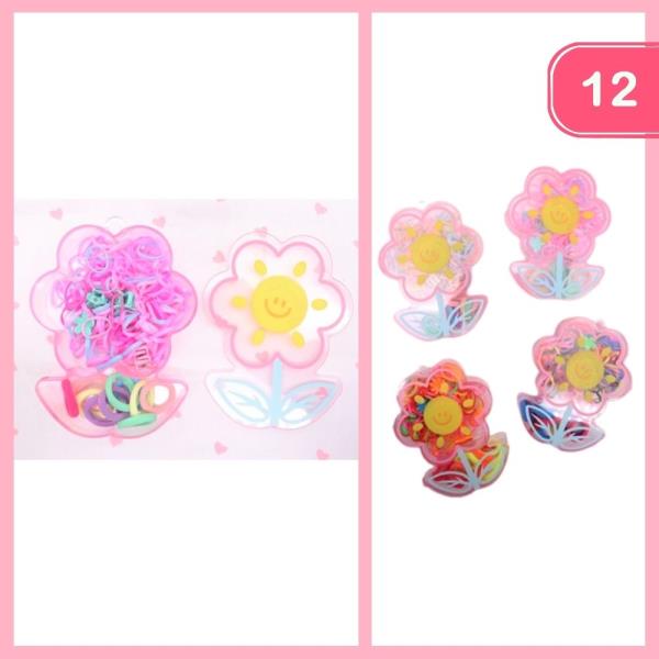 FLOWER RUBBER HAIR TIES (12 UNITS)