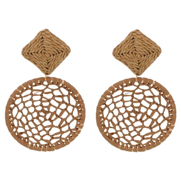 ROUND RAFFIA CROCHET STATEMENT DANGLE EARRING