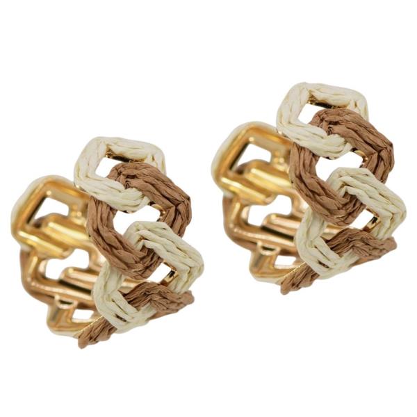 TWO TONE RAFFIA HOOP EARRING