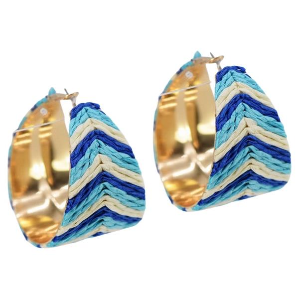 MULTI TONE RAFFIA HOOP EARRING