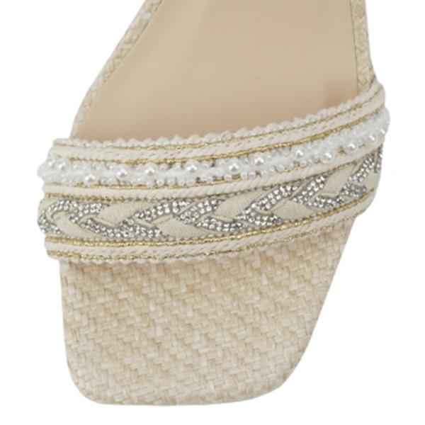 WOVEN RAFFIA EMBELLISHED STRAP ANKLE HEEL 16 PAIRS