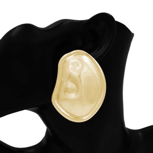 METAL ORGANIC OVAL STUD EARRING