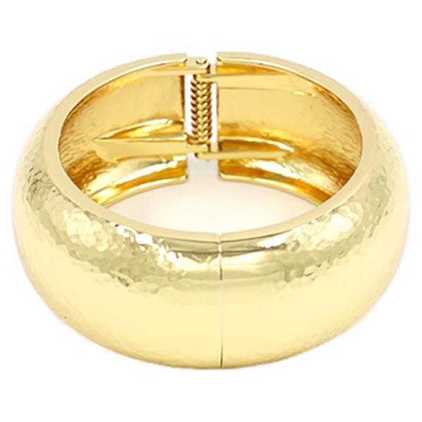 METAL SMOOTH PUFFY HINGED BANGLE BRACELET