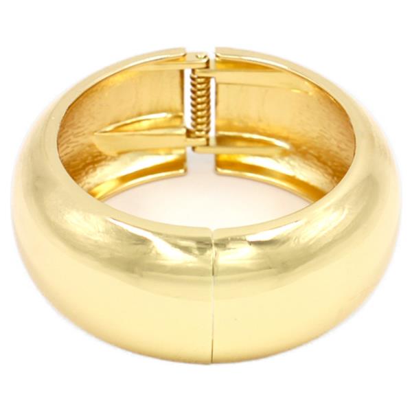 METAL SMOOTH PUFFY HINGED BANGLE BRACELET