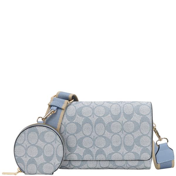 2IN1 OVAL PATTERN PRINT CROSSBODY BAG W COIN POUCH SET