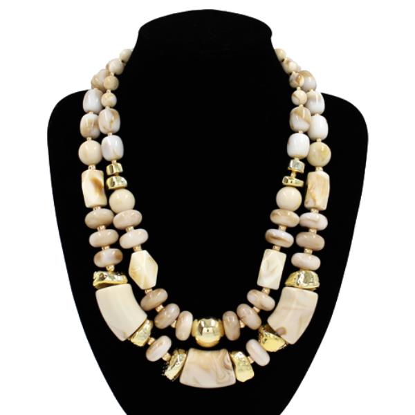 BEADED MULTI STRAND STATEMENT NECKLACE