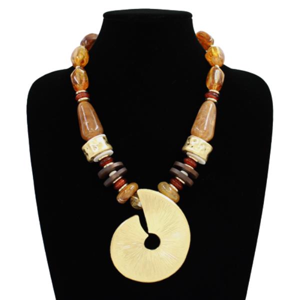 RESIN BEADED PENDANT STATEMENT NECKLACE