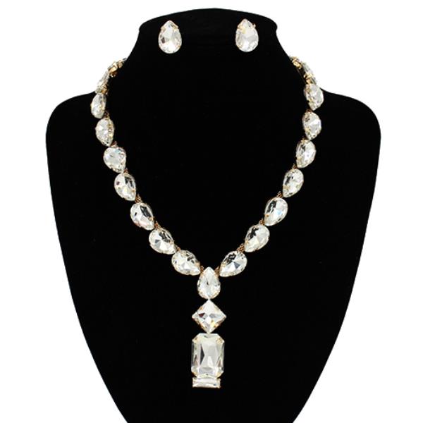 RESIN STONE BEADED STATEMENT NECKLACE