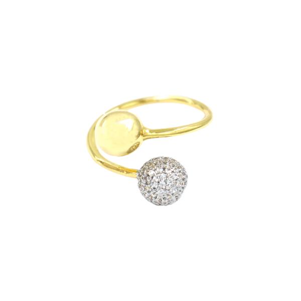 TWO TONE RHINESTONE BALL RING