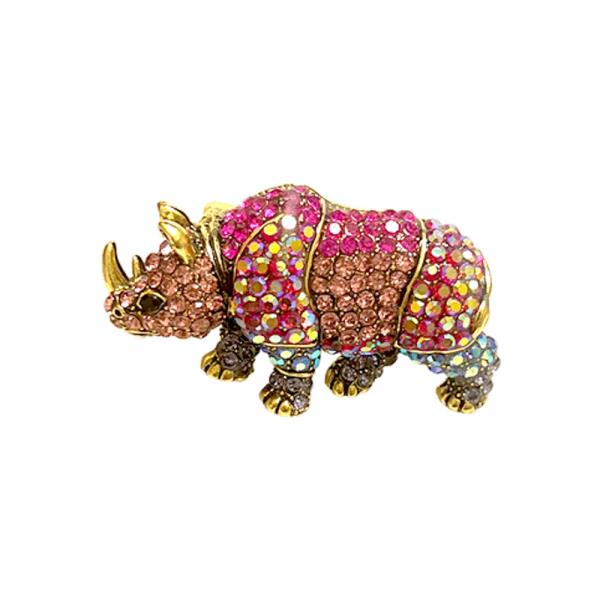 RHINESTONE RHINO BROOCH