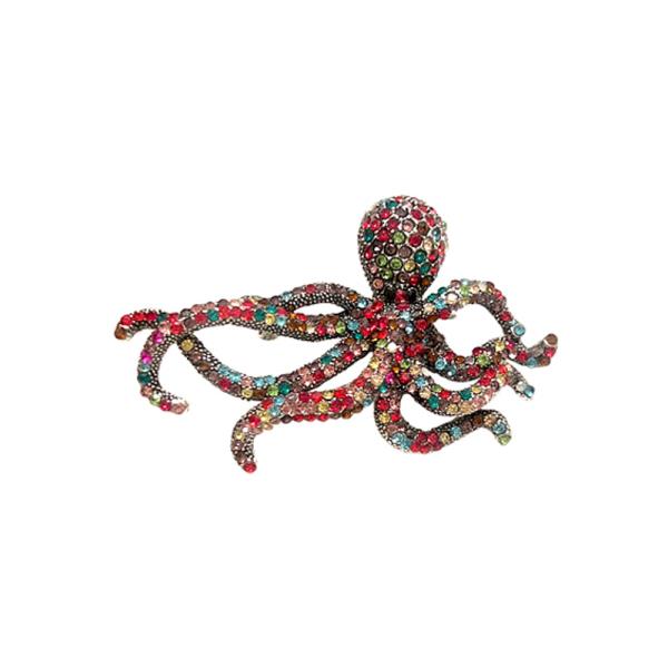 RHINESTONE SEALIFE OCTOPUS BROOCH