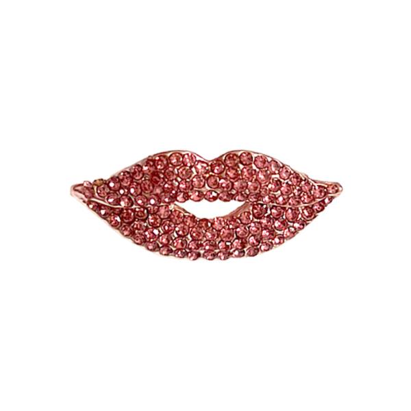 RHINESTONE LIP BROOCH