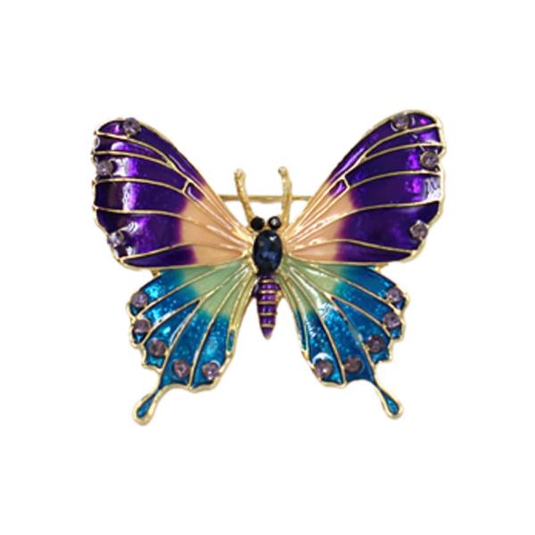 ENAMEL RHINESTONE BUTTERFLY BROOCH