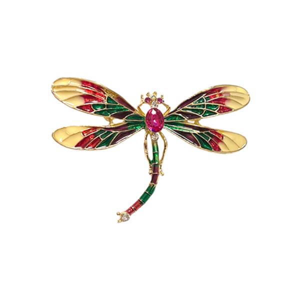 ENAMEL RHINESTONE DRAGONFLY BROOCH