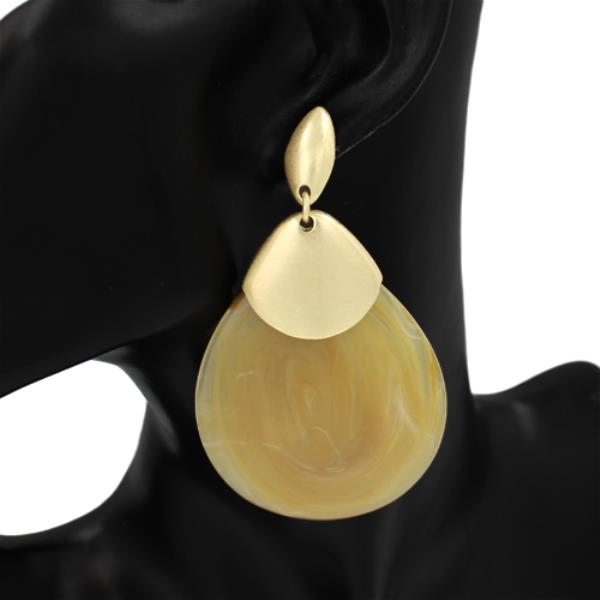 METAL RESIN TEARDROP STATEMENT DROP EARRING