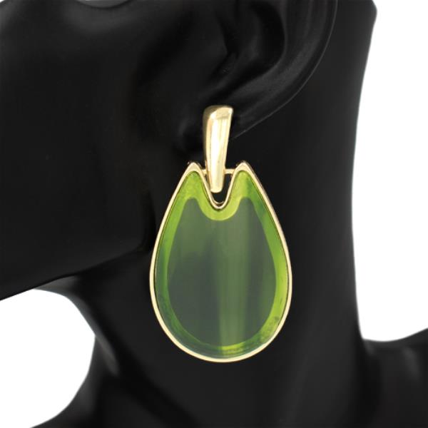 RESIN STONE TEARDROP DANGLE EARRING