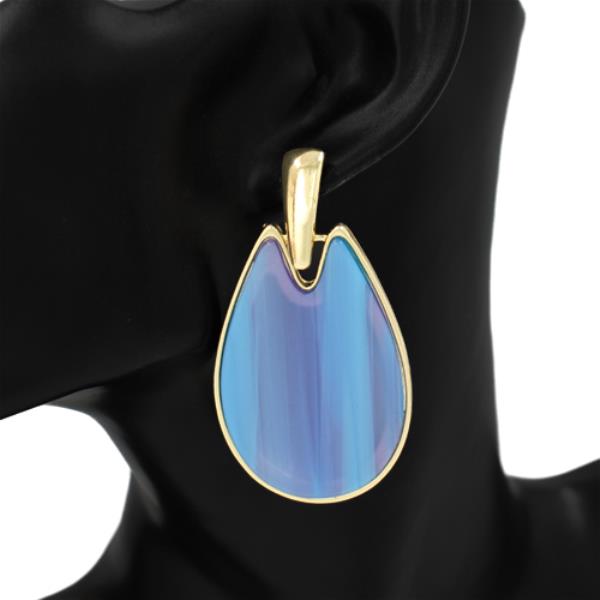 RESIN STONE TEARDROP DANGLE EARRING
