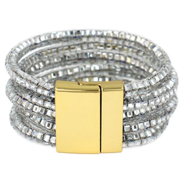 MULTI STRAND BEADED MAGNETIC CLASP BRACELET