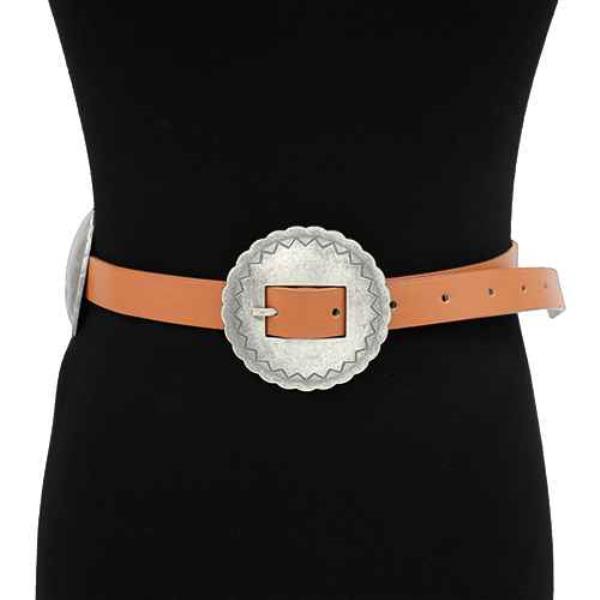 FAUX LEATHER CONCHO BUCKLE BELT