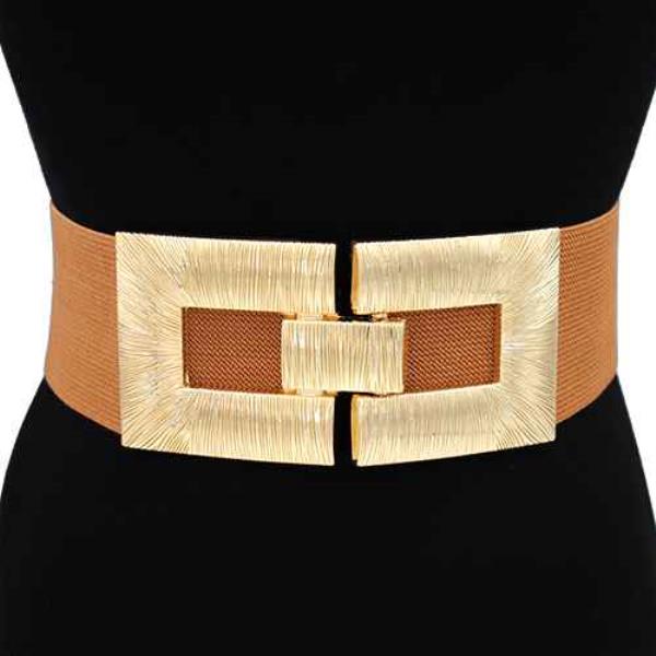 WIDE METAL BUCKLE ELASTIC BELT