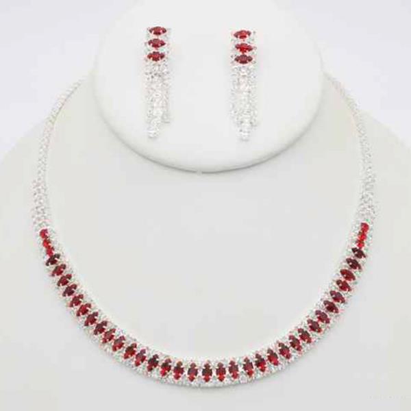 CZ STONE TENNIS NECKLACE EARRING SET