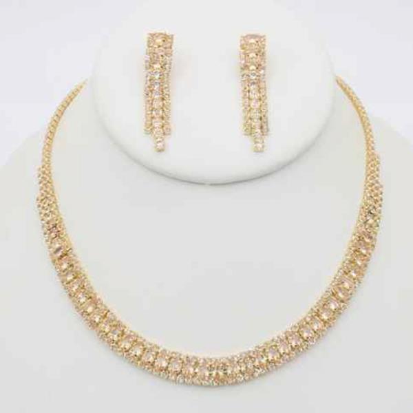 CZ STONE TENNIS NECKLACE EARRING SET