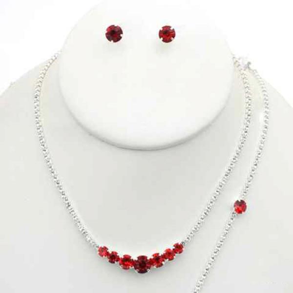 CZ STONE TENNIS NECKLACE EARRING BRACELET SET