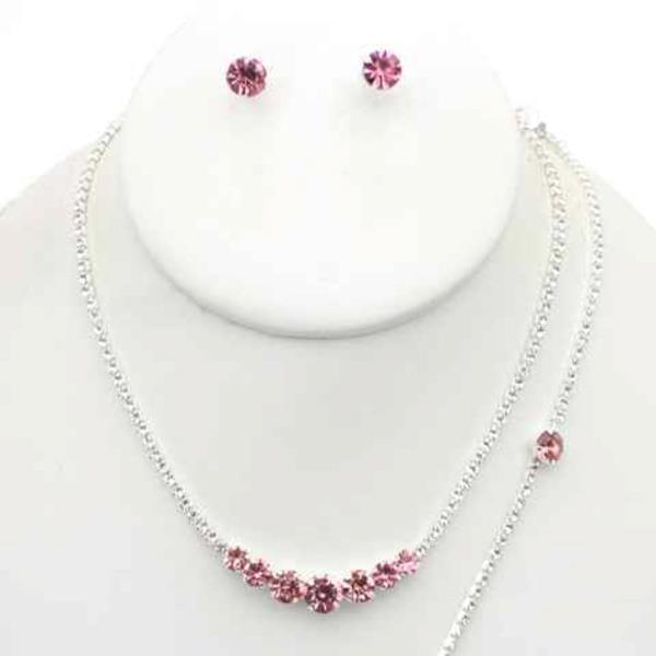 CZ STONE TENNIS NECKLACE EARRING BRACELET SET