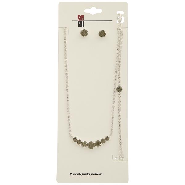 CZ STONE TENNIS NECKLACE EARRING BRACELET SET