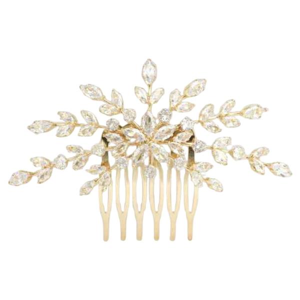 CZ STONE FLORAL BRIDAL HAIR COMB
