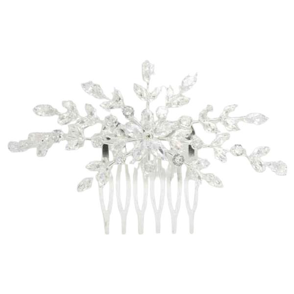 CZ STONE FLORAL BRIDAL HAIR COMB