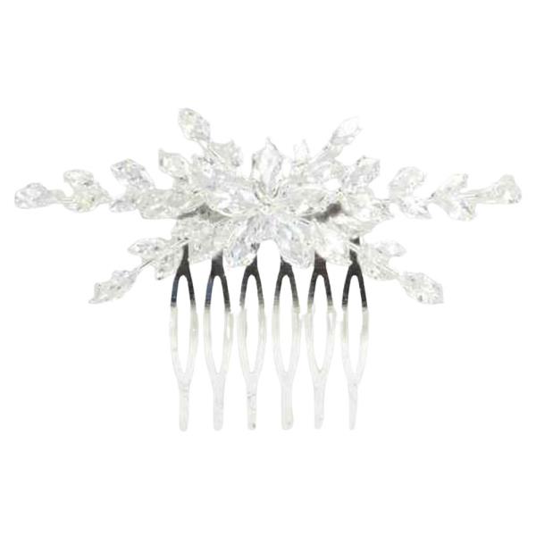 CZ STONE FLORAL BRIDAL HAIR COMB HEADBAND