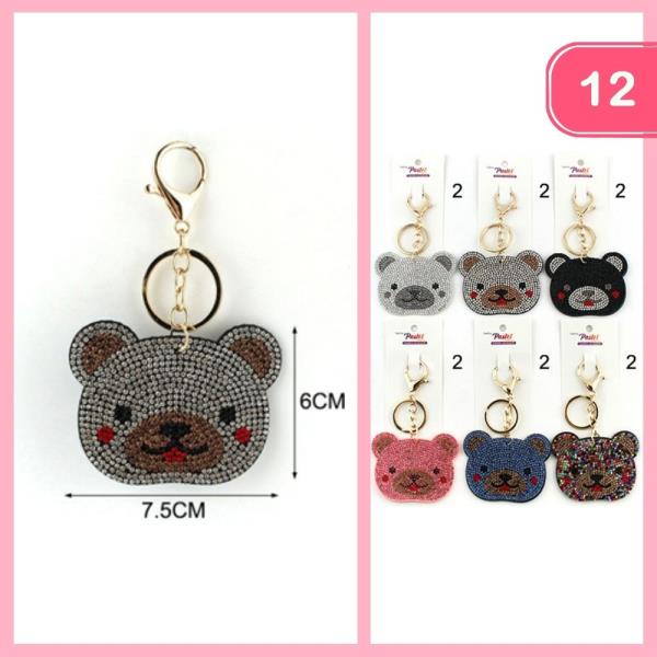 RHINESTONE TEDDY BEAR KEYCHAIN (12 UNITS)