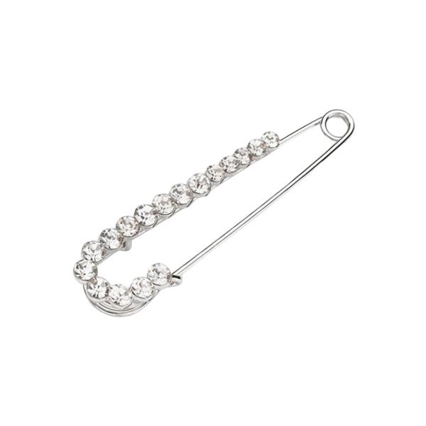 METAL RHINESTONE SAFETY PIN BROOCH