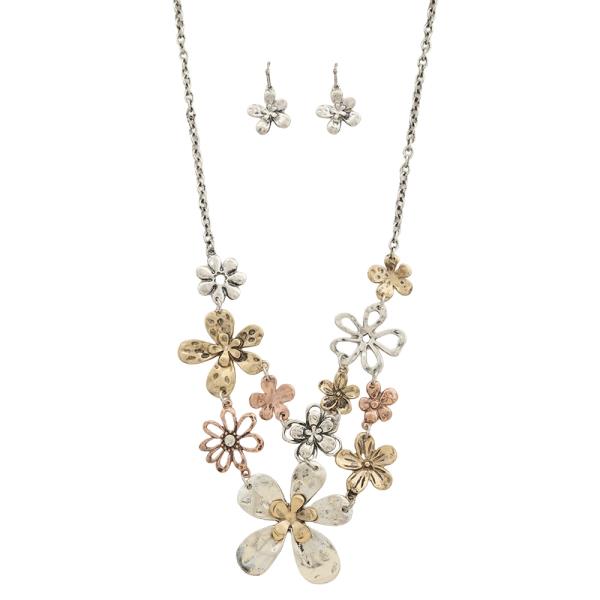 FLOWER CHAIN NECKLACE EARRING SET