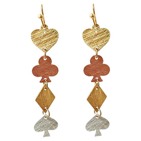 METAL PLAY CARD MULTI SHAPE DROP EARRING