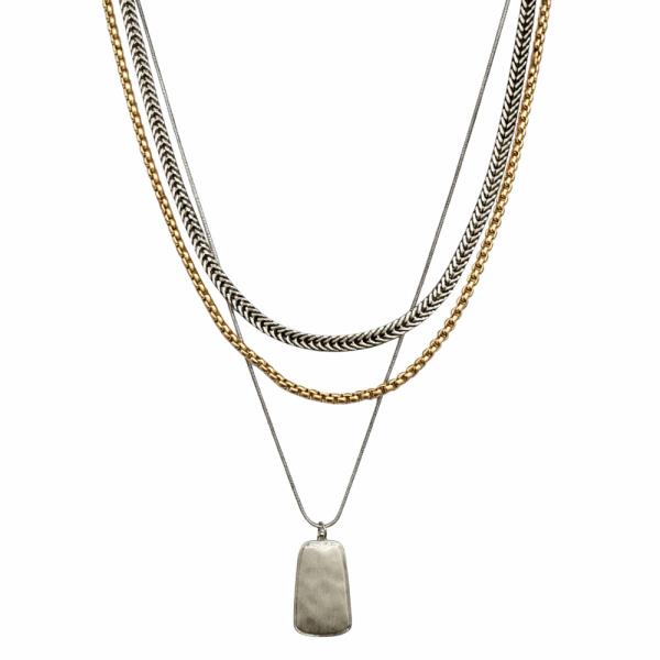 METAL MULTI CHAIN LAYERED NECKLACE