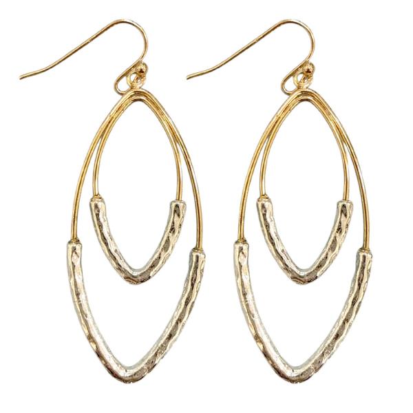 METAL DOUBLE OVAL DROP EARRING